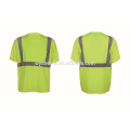 En iso 20471 segurança t-shirt um peito bolso rib colar segurança workwear